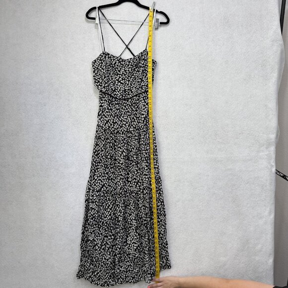 Lulus Dress Womens Medium Black White Floral Maxi Criss Cross Back Tiered Rayon - Picture 4 of 10